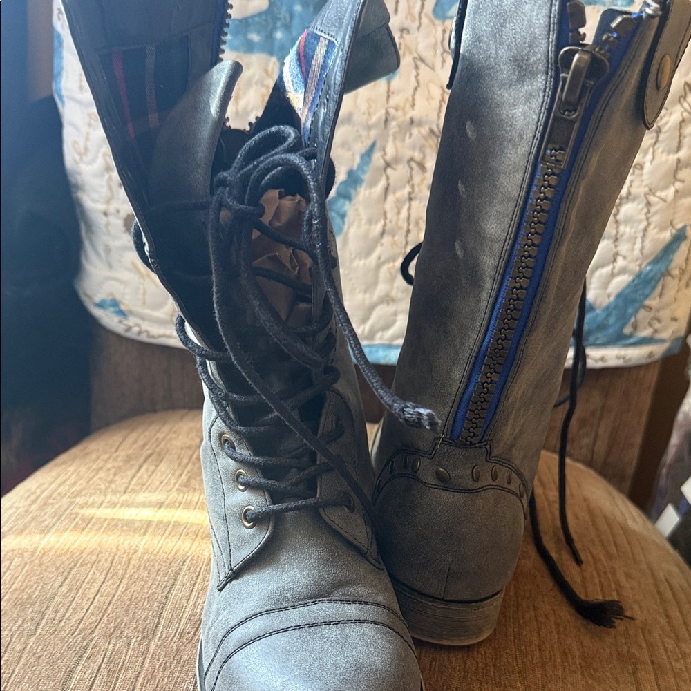 Madden Girl Gray Lace-Up Boots